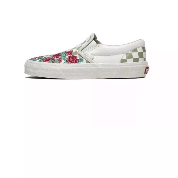 vans slip on dx rose embroidery
